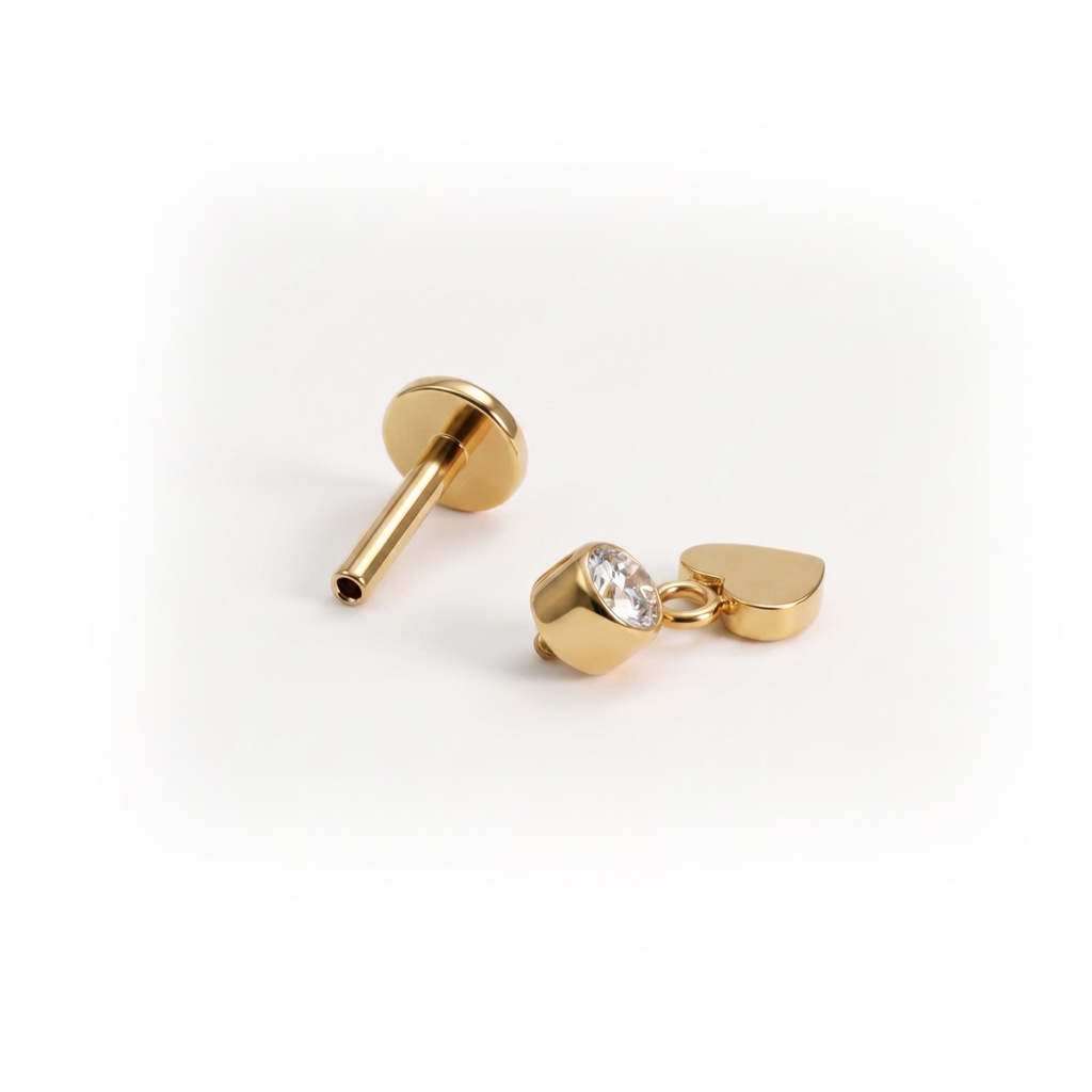 Titanium labret with heart dangle
