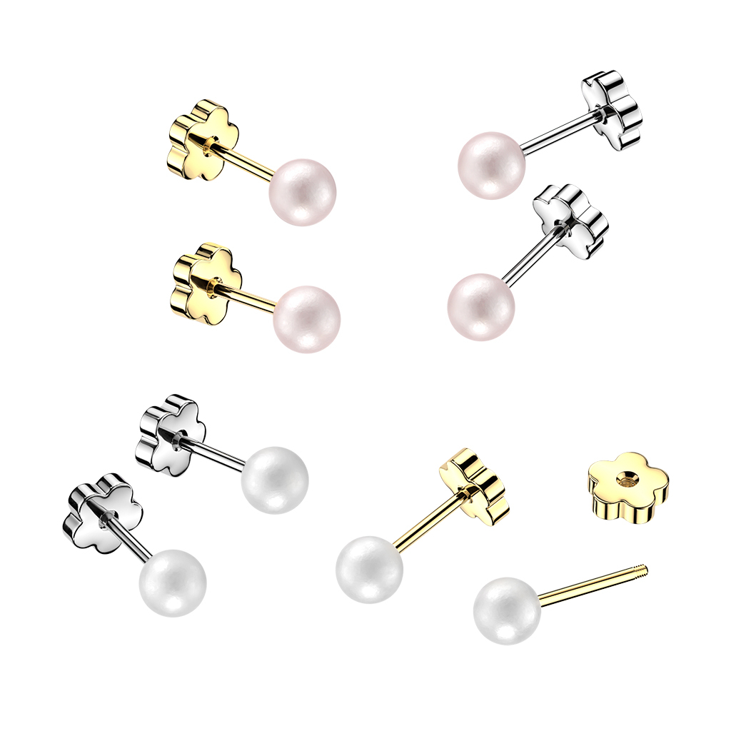 Pearl earrings pair with cute flower backs