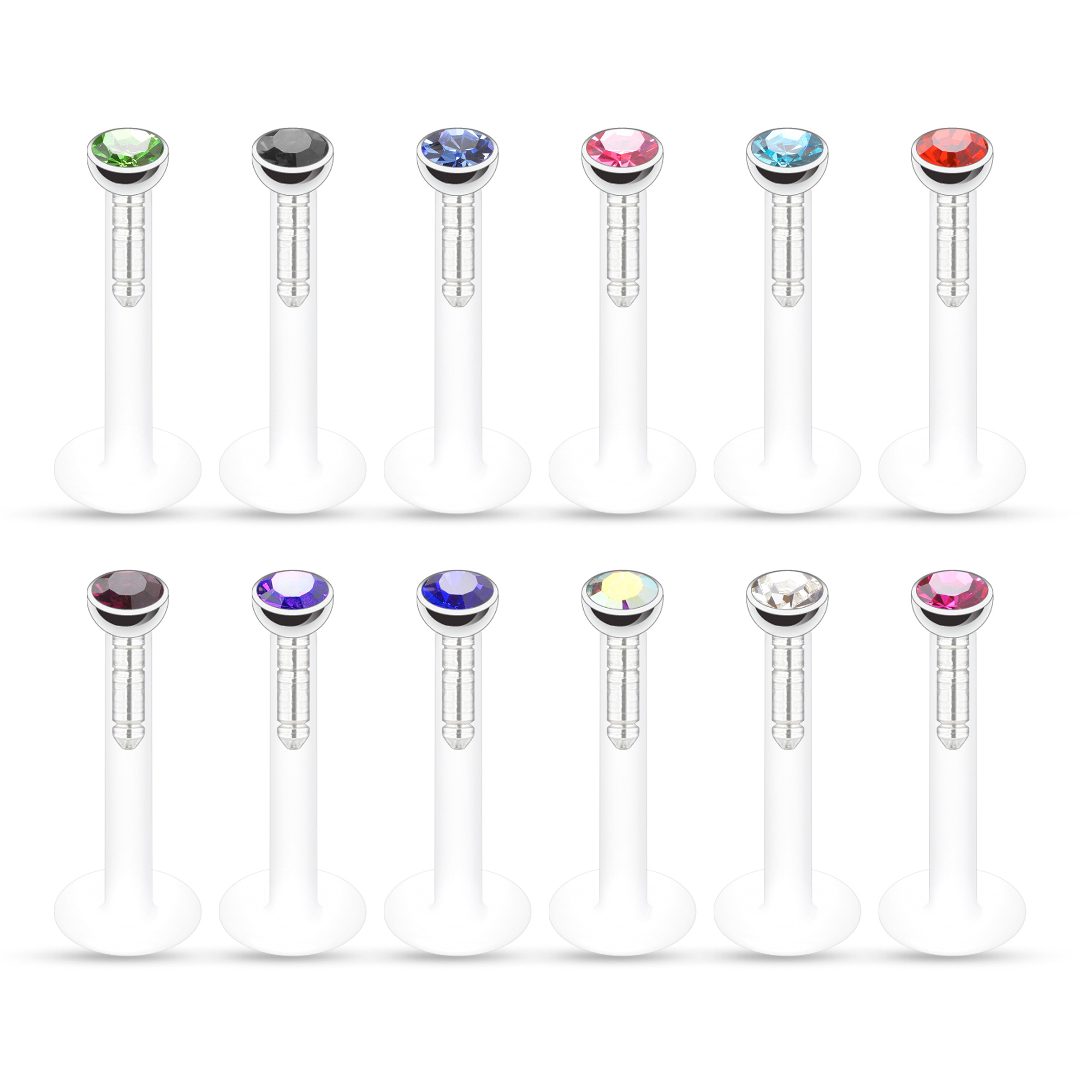 Labret od PTFE-a s kamenčićem u raznim bojama