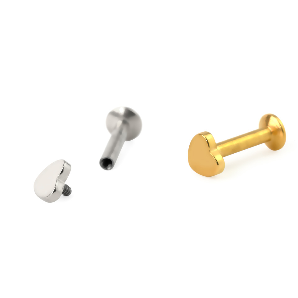 Labret with heart-shaped stud