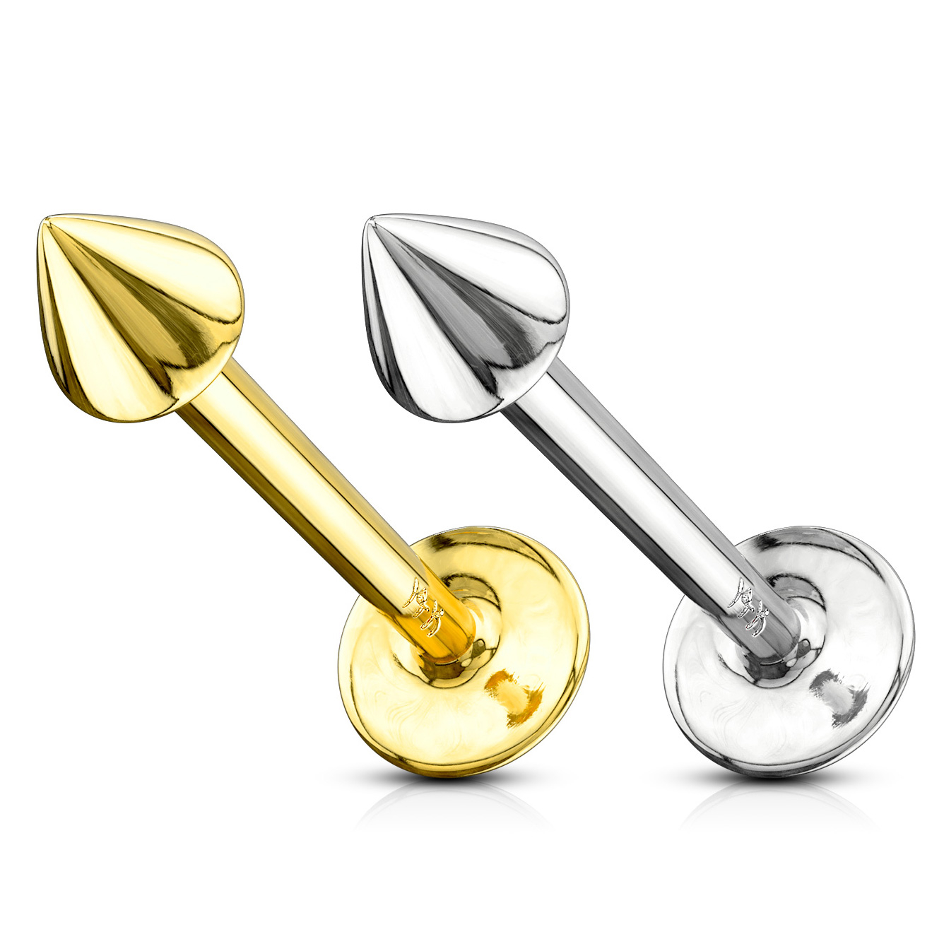 Labret made of solid 14k gold with spike top