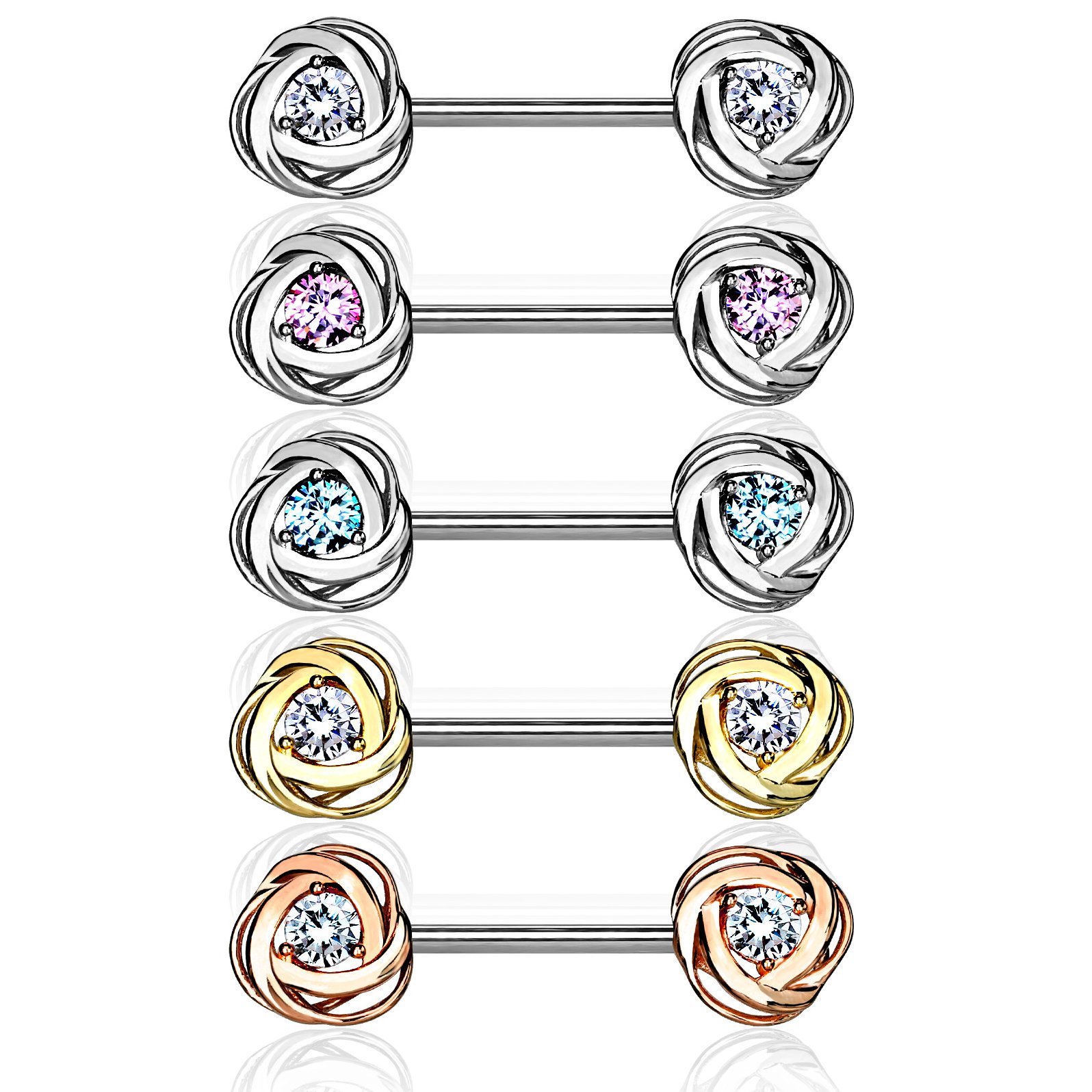 Nipple barbell with stones and roses