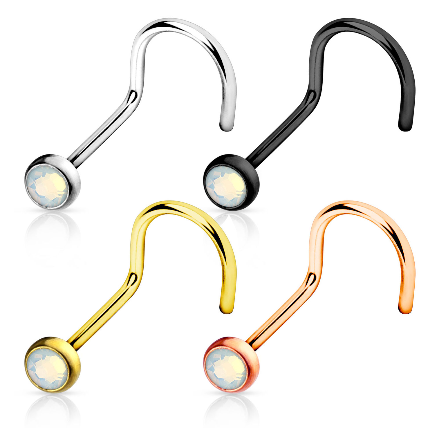 Nose screw in different colors with opalite stone