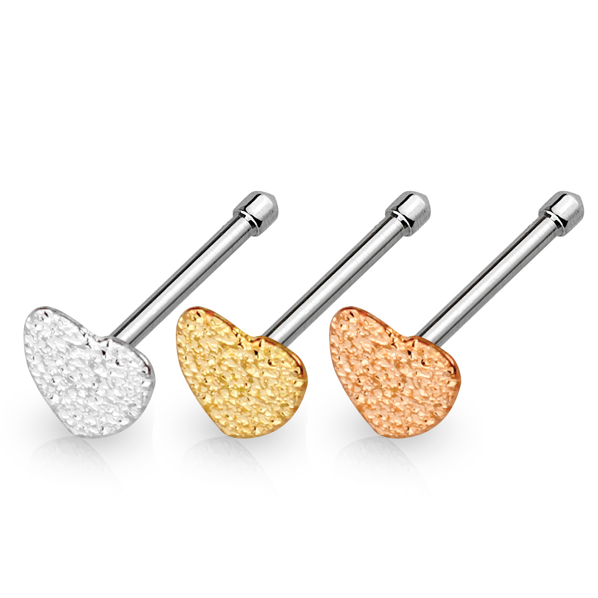 Nose stud with hammered heart