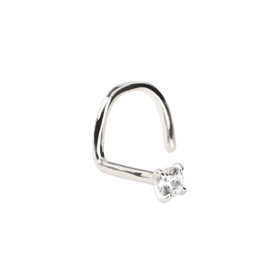 Nose screw made of solid 14k gold with stone