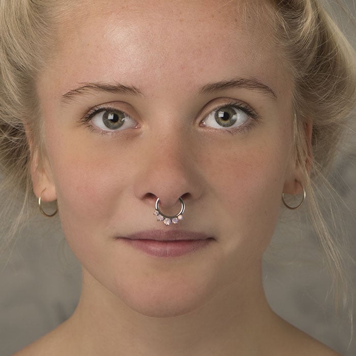 Septum clicker with big opalite stones
