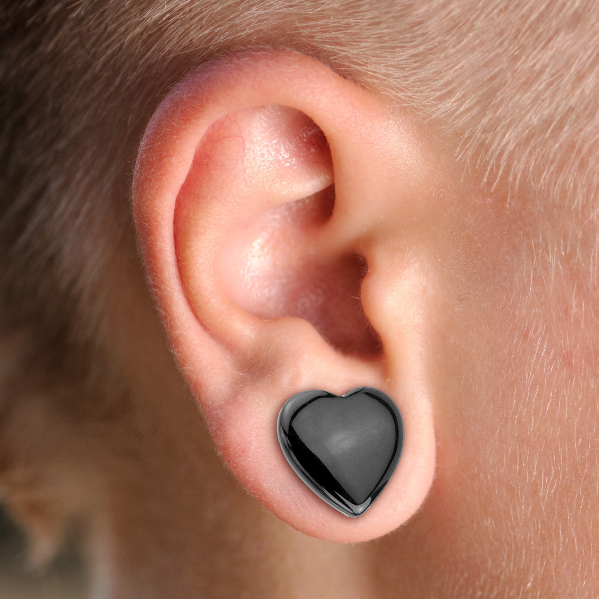 Plug heart-shaped in black onyx