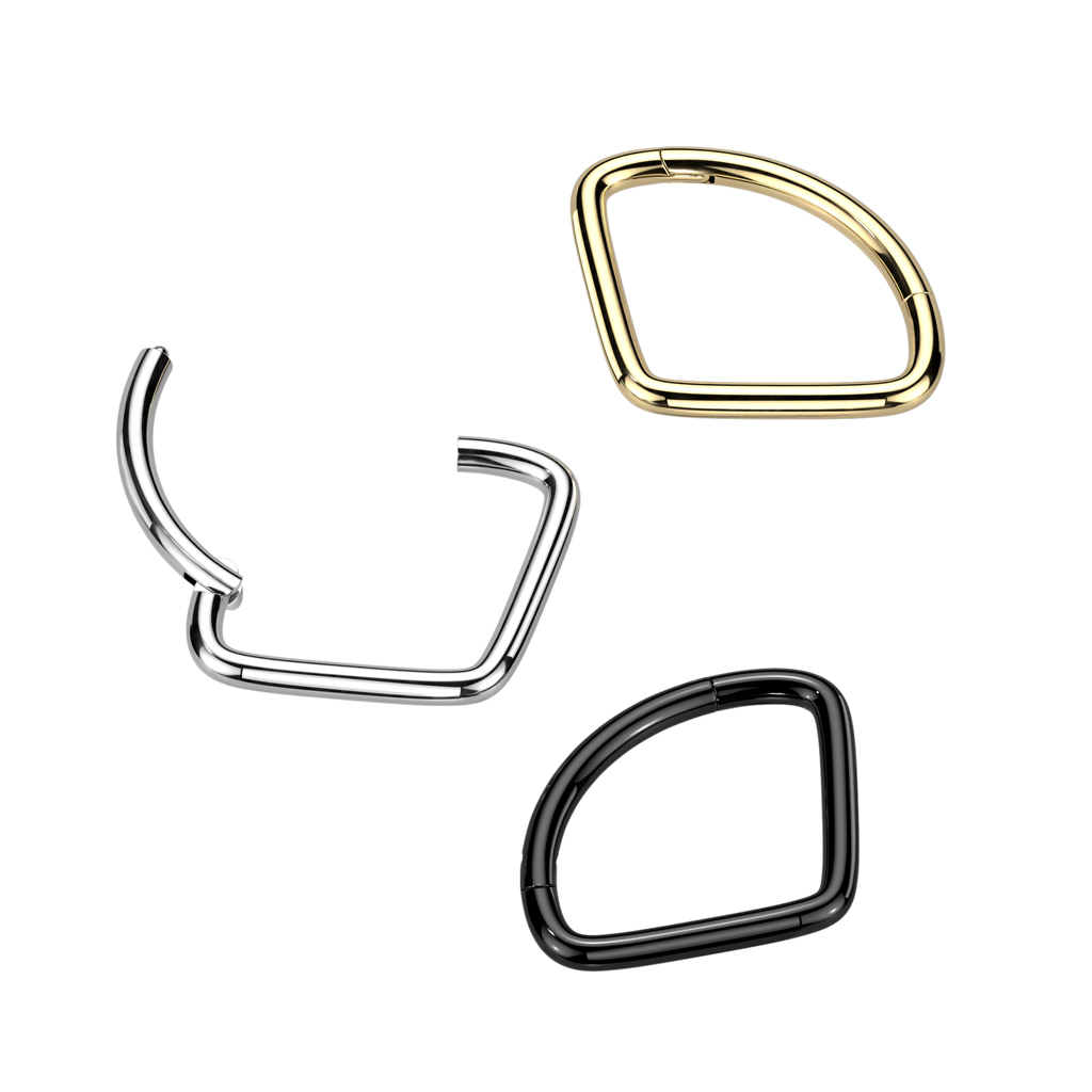 Titanium hinged ring in chevron design