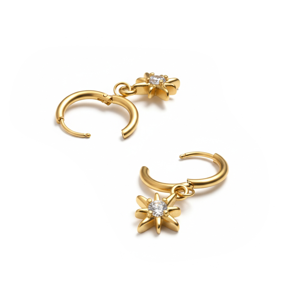 Par huggies naušnica s privjeskom sa zrakama sunca