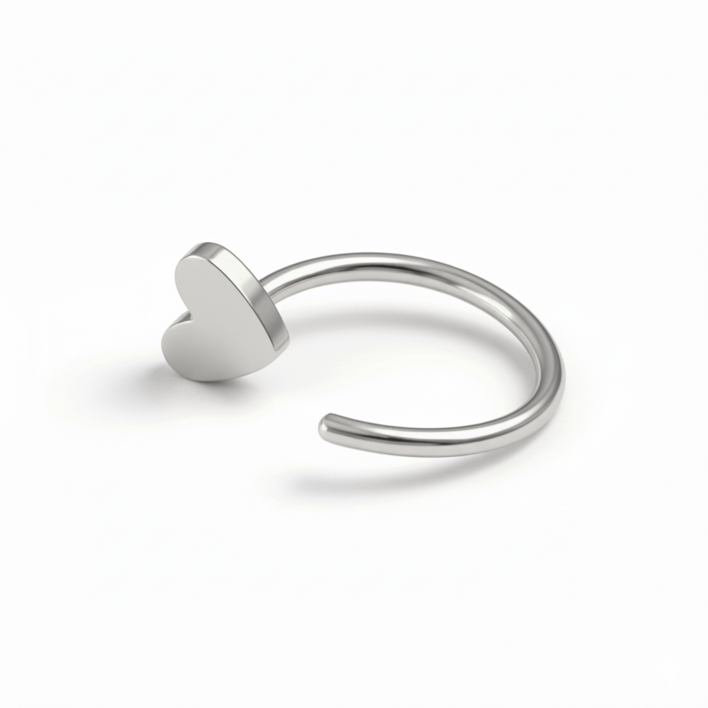 Heart titanium open hoop