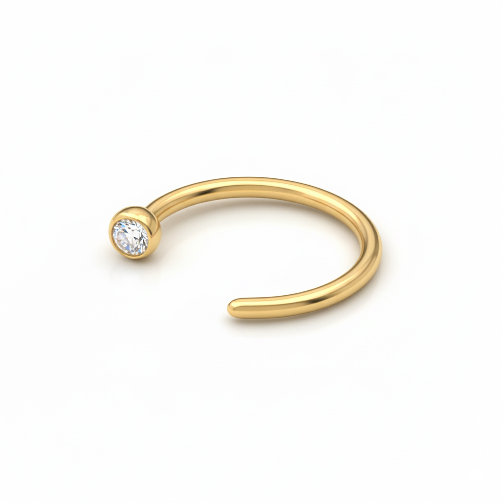 Titanium open hoop with gemstone