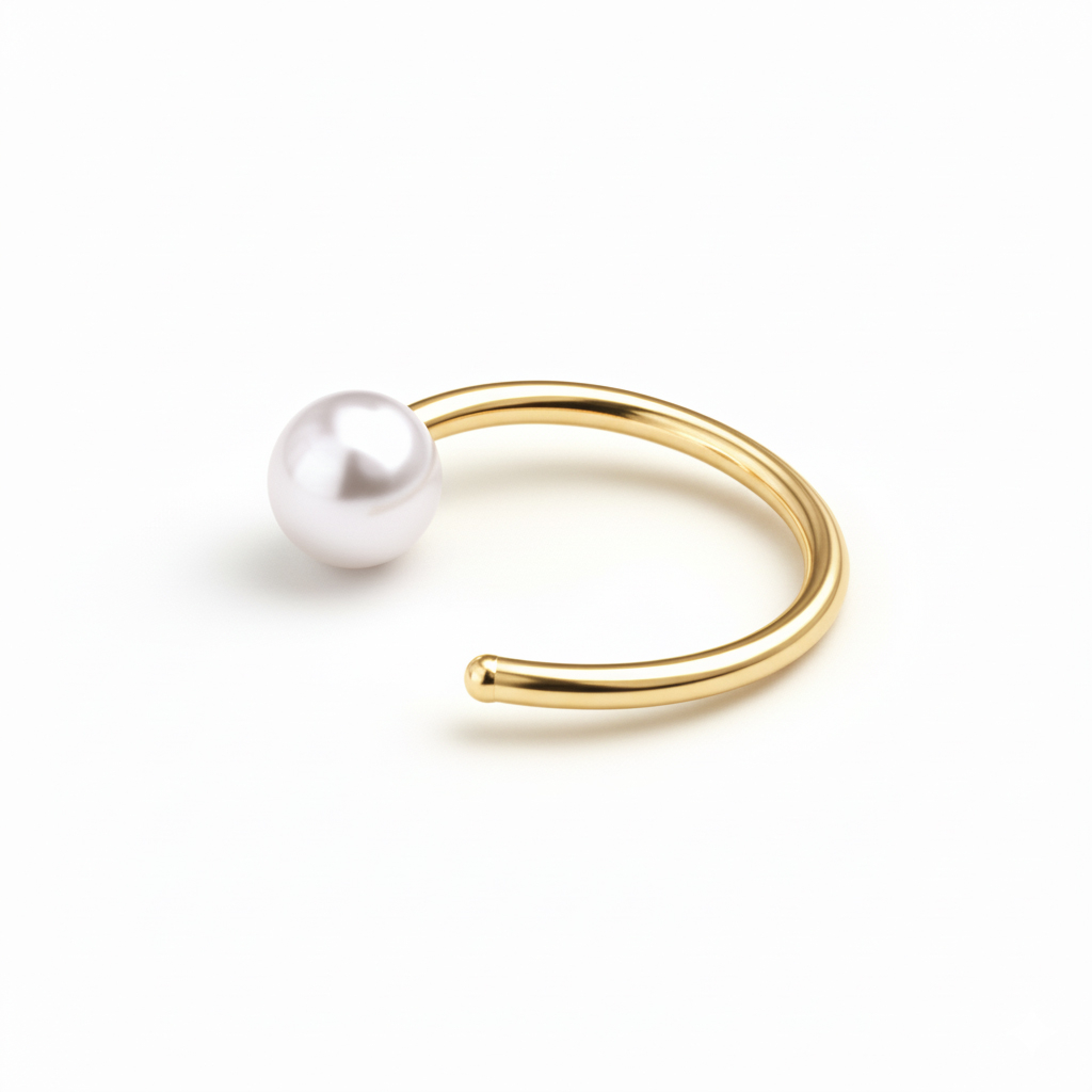 Pearl titanium open hoop