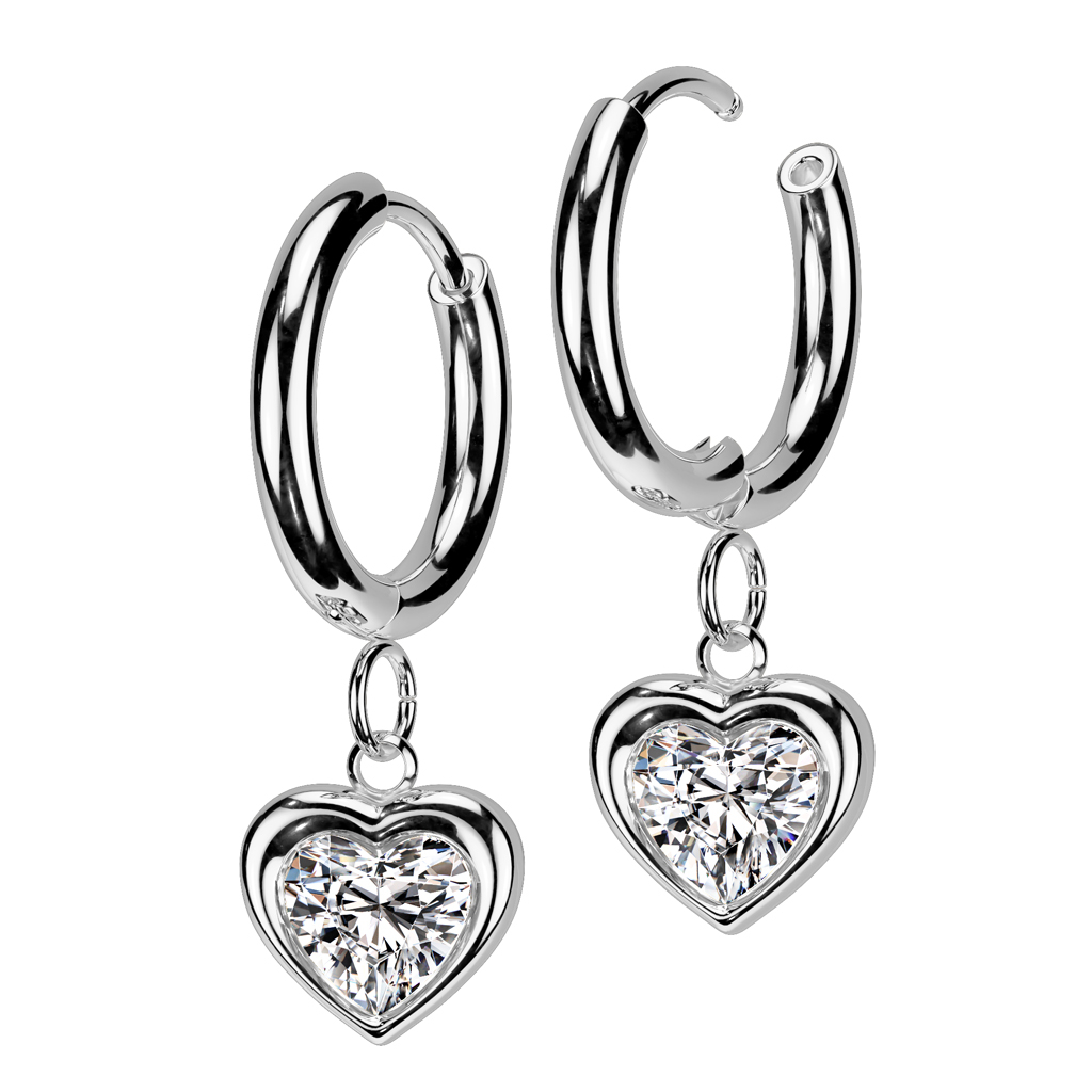 Pair of hoops with heart dangle