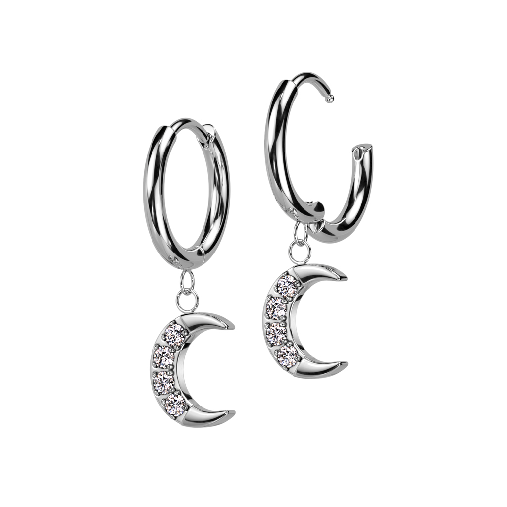 Pair of hoops with moon dangle