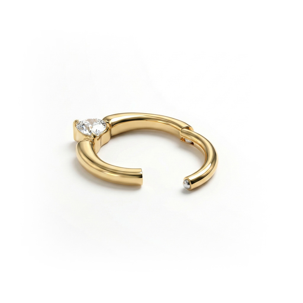 Titanium ring with heart stone